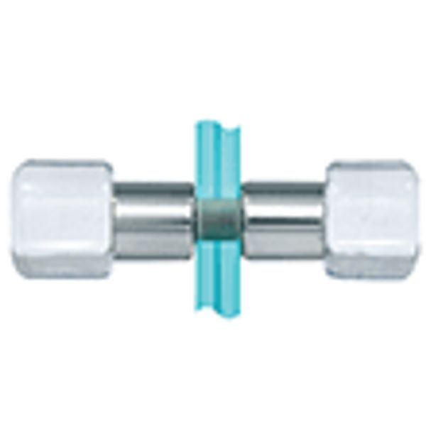 A close up of a metal object on a white background.