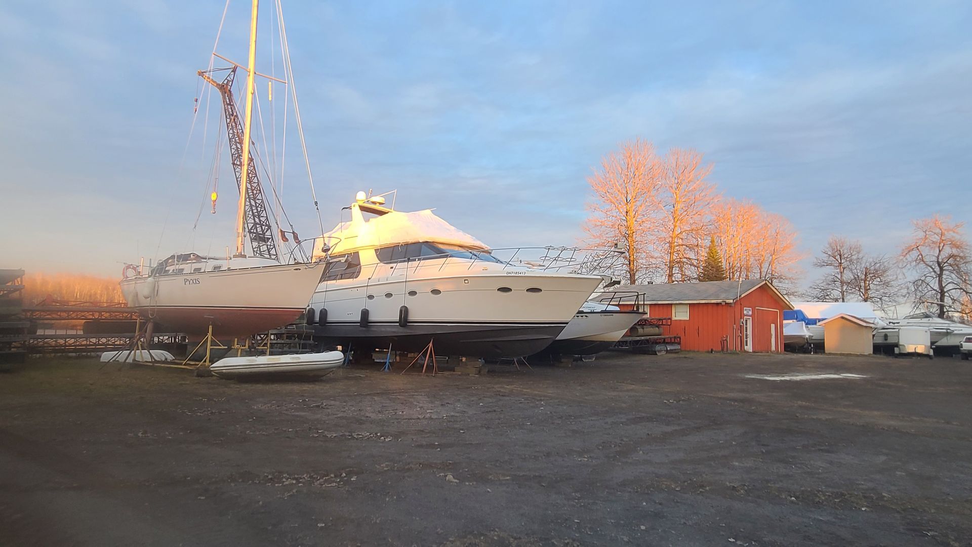 Boat Storage on the McKellar River in Thunder Bay, Ontario