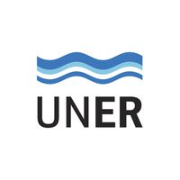 Un logotipo para Uner con una ola azul y blanca.