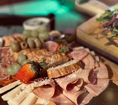 Charcuterie board with meats