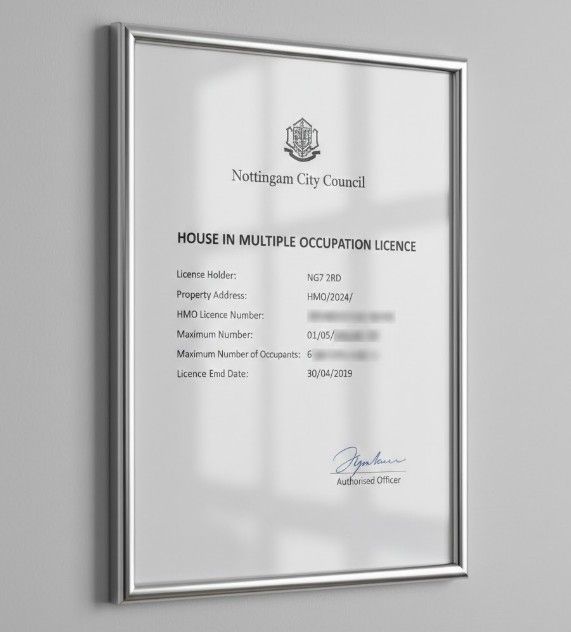 Valid HMO property license certificate from local authority showing compliance with mandatory licensing requirements