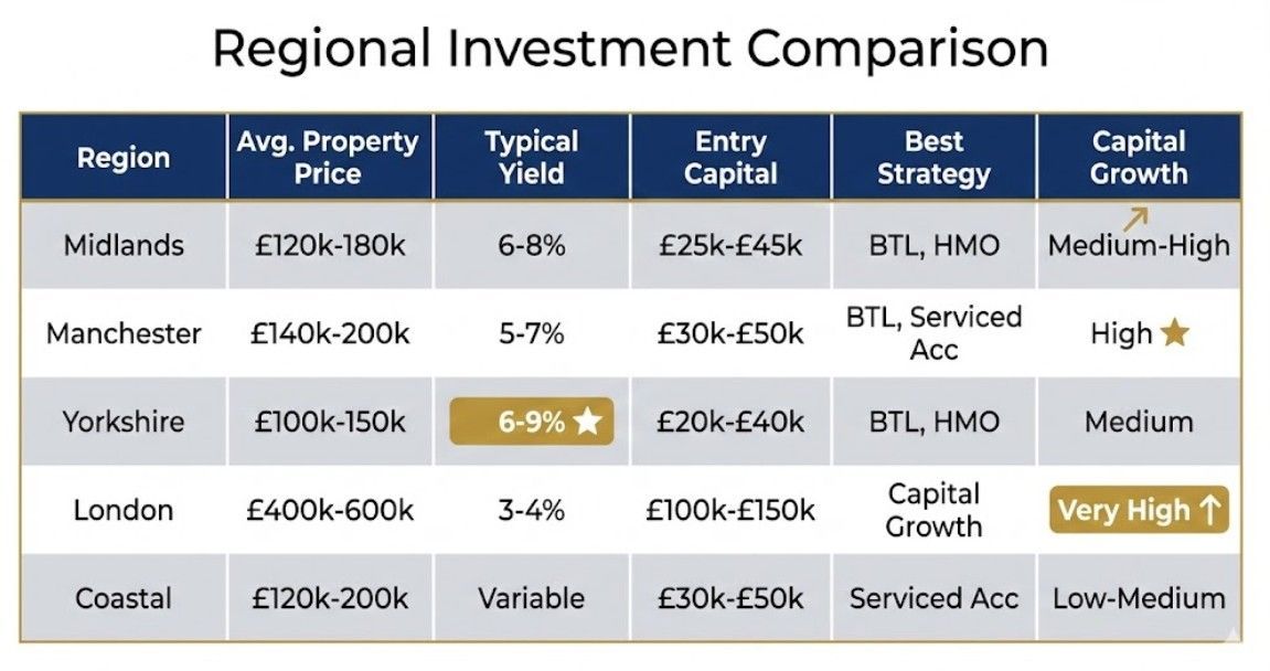LAT Property Investments infographic showing regional differences of property yield values