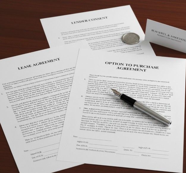 Lease option agreement legal documentation showing the multiple contracts