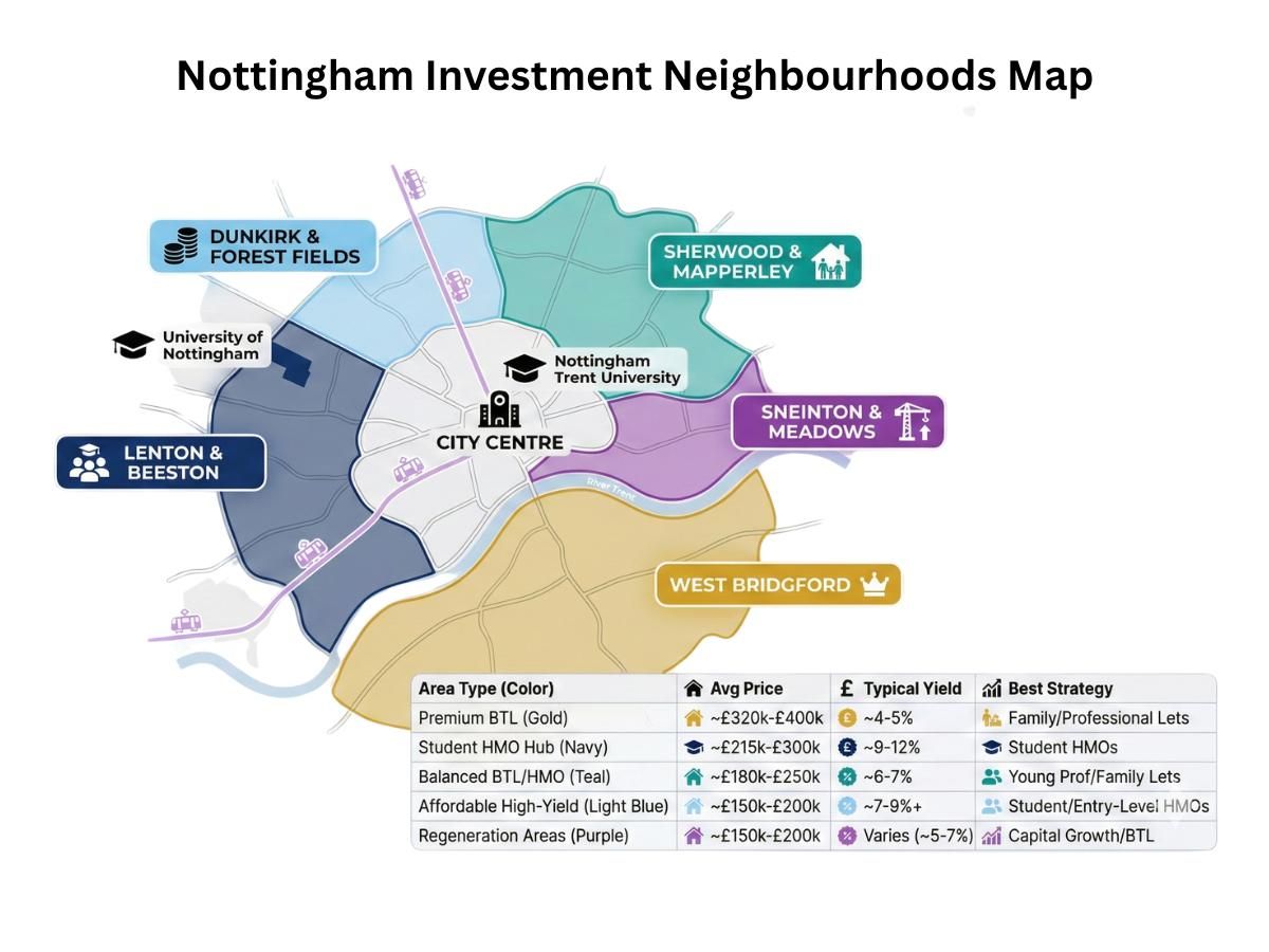 Table showing of LAT property Investments hot spots for yield returns in different UK cities