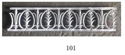 A picture of a metal railing with the number 101 on it.
