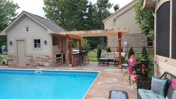 Backyard pool — Whiteland, IN — Cade Masonry, Inc.