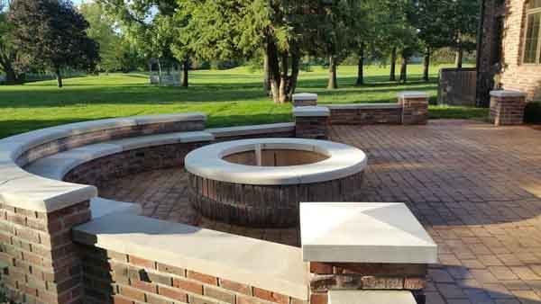 Half circular bench  — Whiteland, IN — Cade Masonry, Inc.