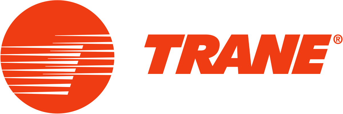 Trane logo in orange with circular striped icon and bold wordmark