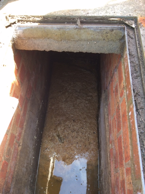 External Drain Blocked With Water