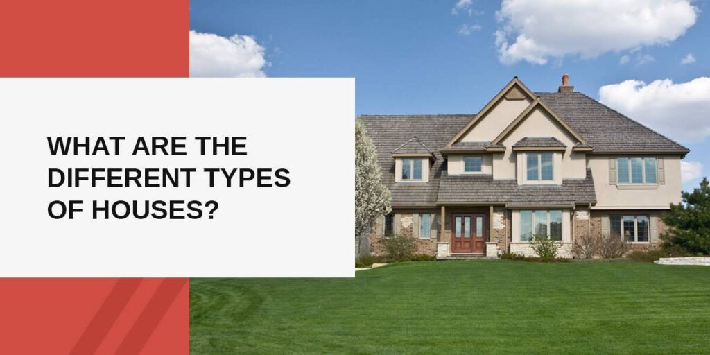 A house with a large green lawn and a blue sky with clouds in the background. Text: