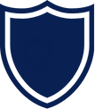Blue shield with a white outline.