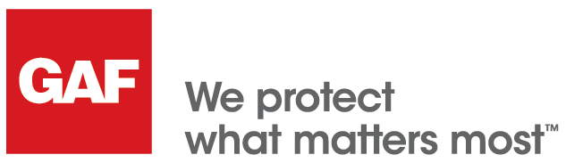 GAF logo with red square and text 