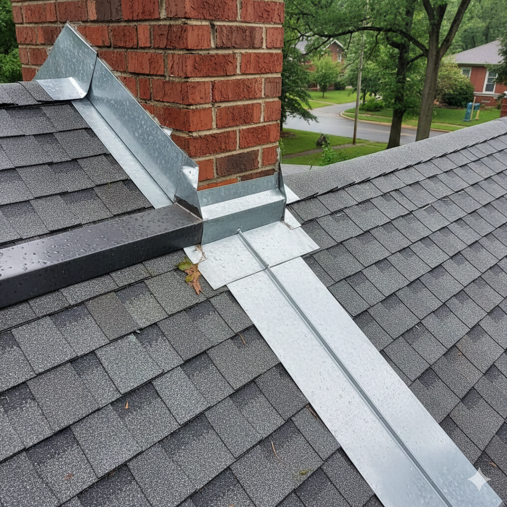 Person in gloves using a power drill to install a metal gutter on a roof.