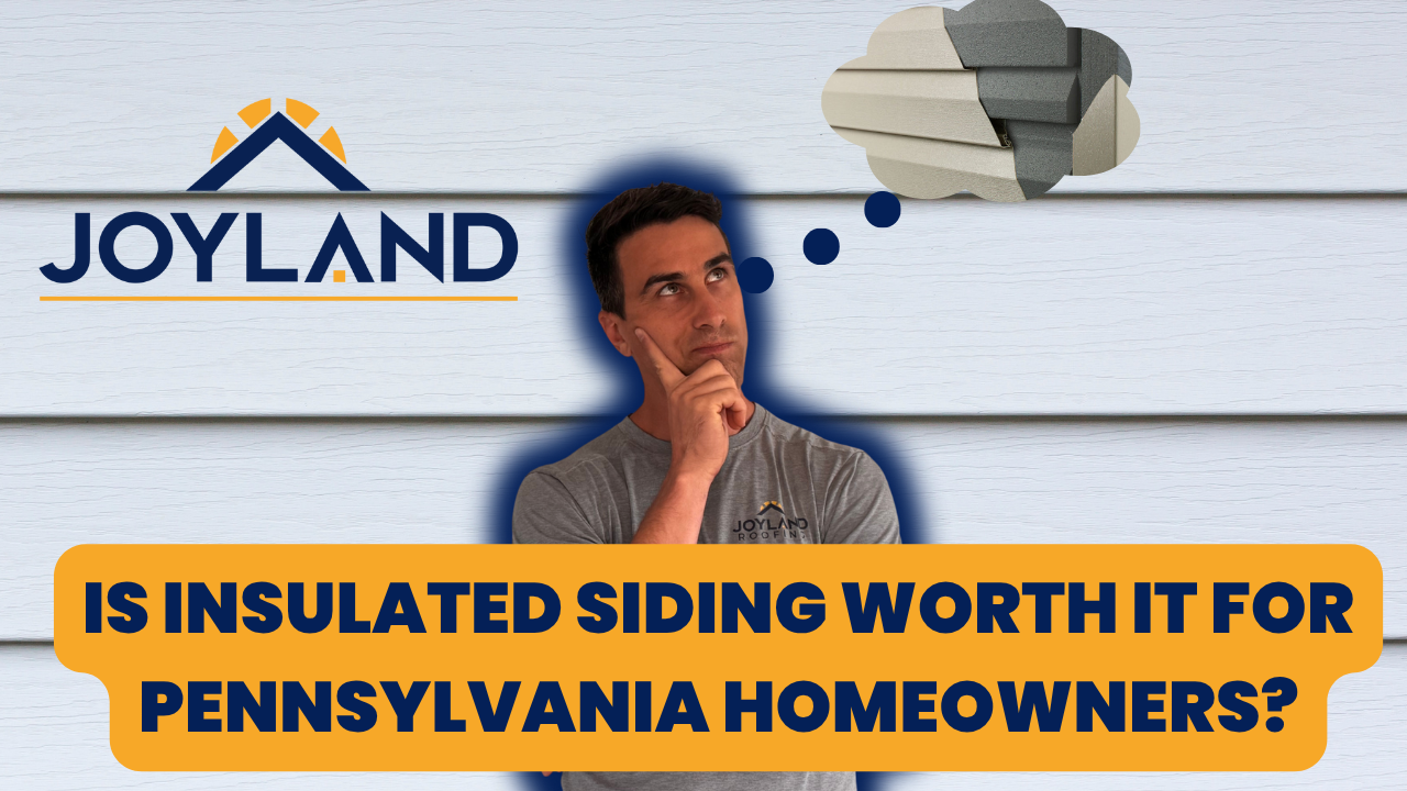 Man pondering insulated siding. Headline: