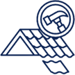 Roof with a hammer icon; suggesting roofing repair.