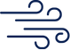 Three dark blue curved lines representing wind.