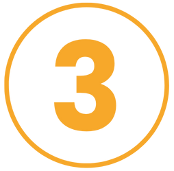 Orange number 3 inside an orange circle.