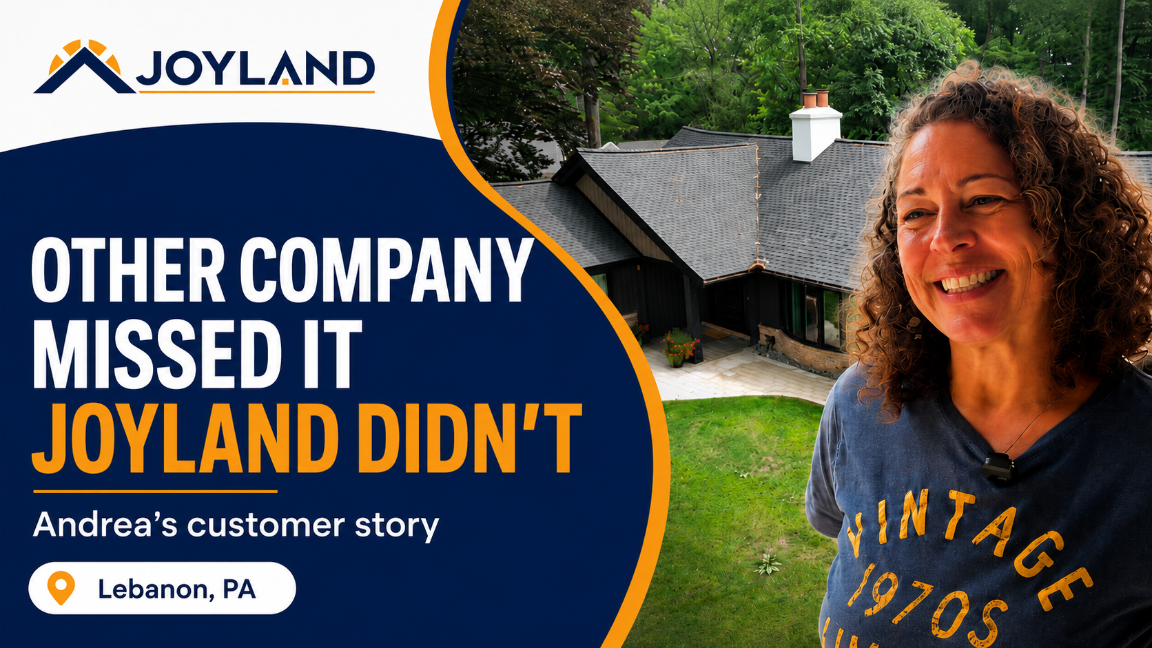 Joyland ad: smiling woman outside home, text says “Other company missed it, Joyland didn’t” in Lebanon, PA.