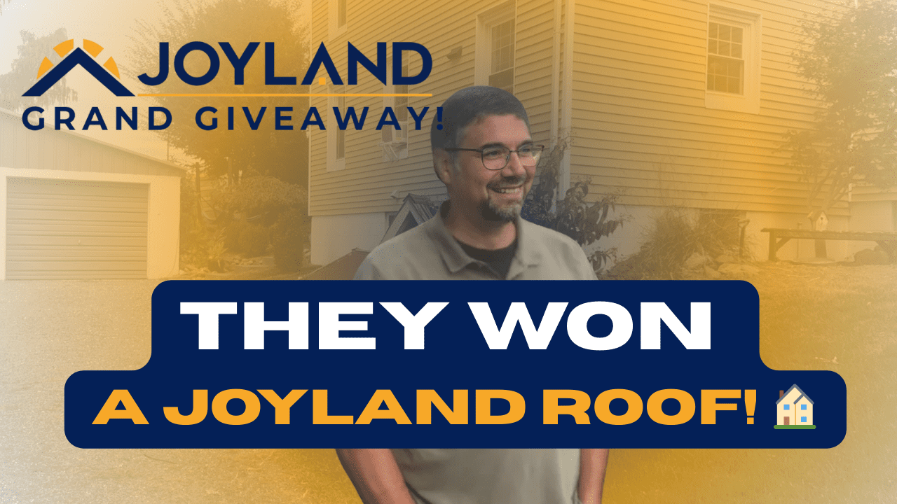 Man smiles in front of a house, text reads 