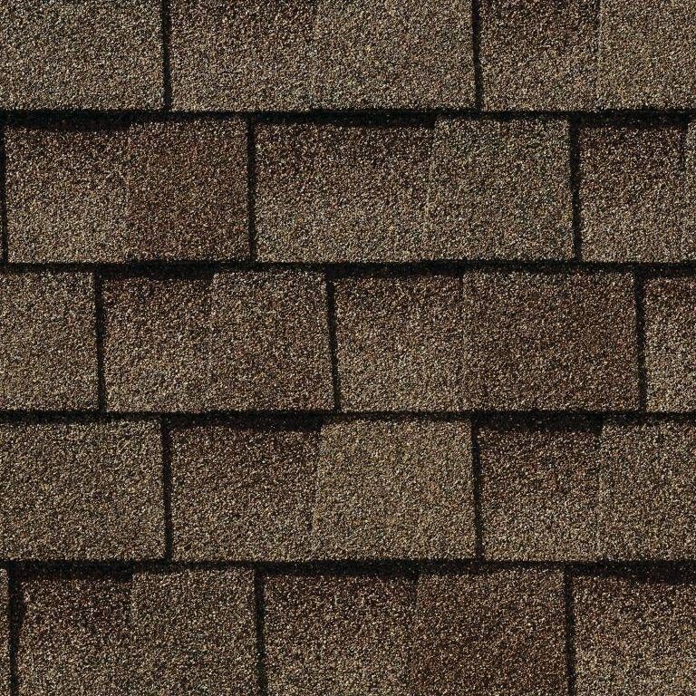 Brown asphalt roof shingles.