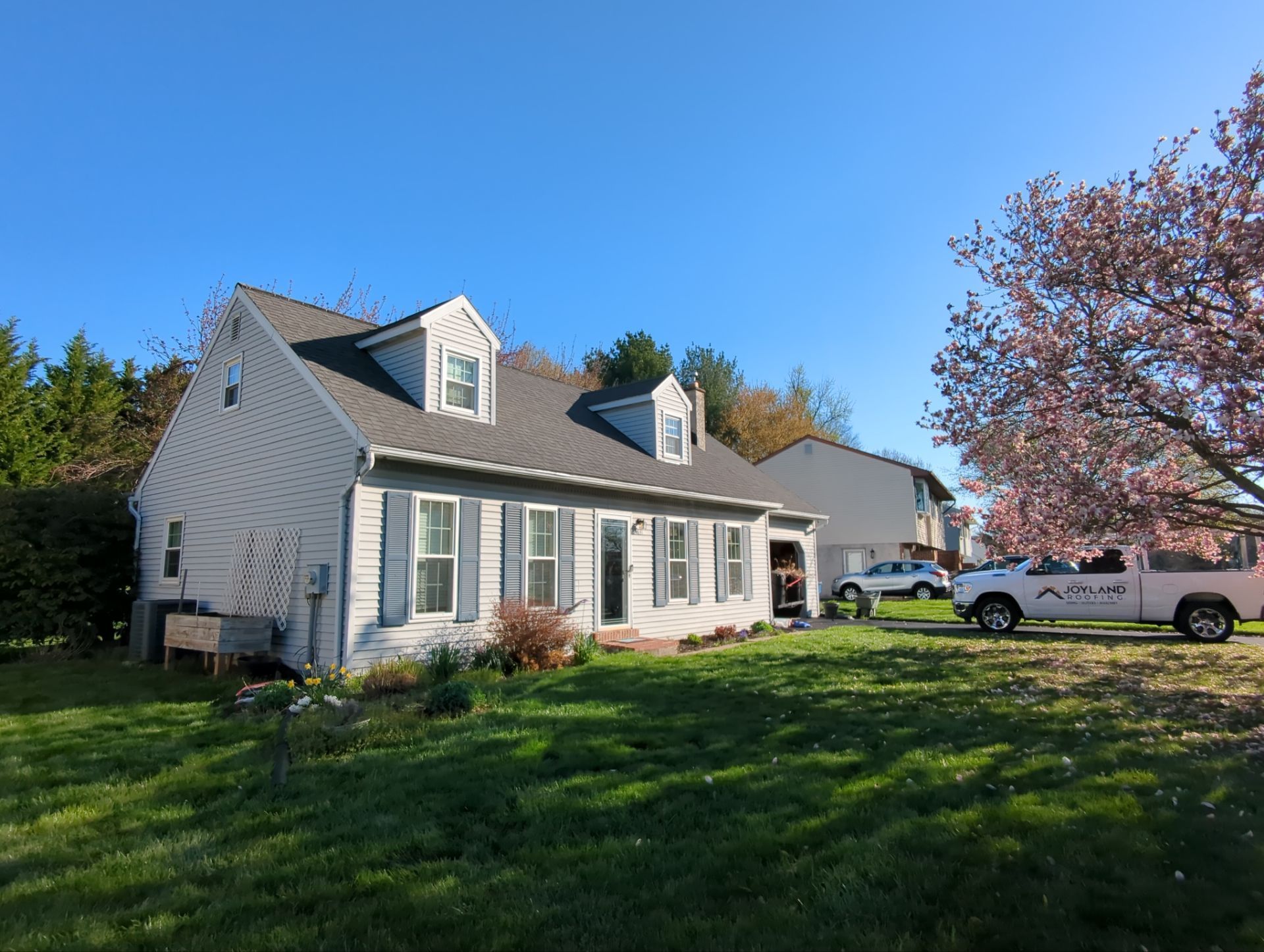 New seamless gutter replacement completed on a home along Clear Stream Drive in Mountville, PA.