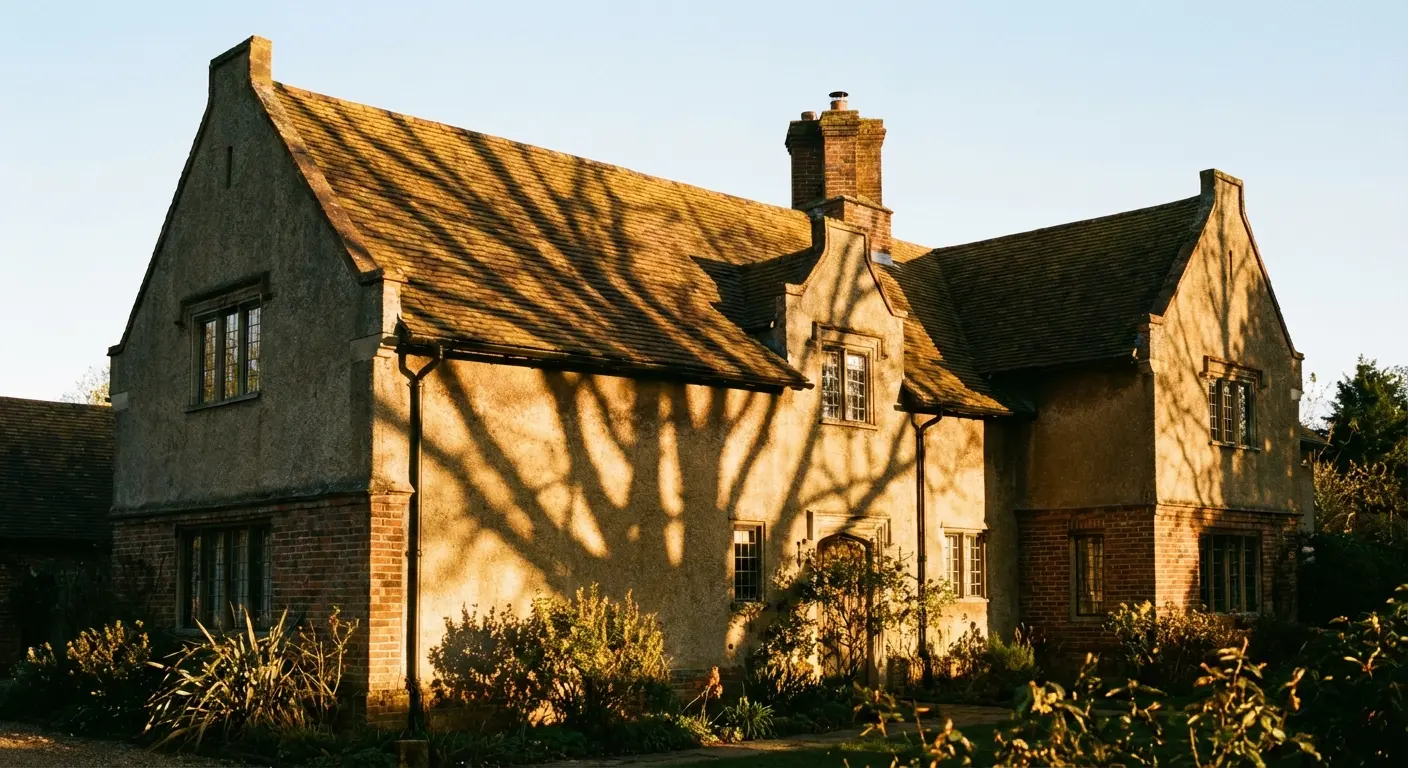 Dutch gable roof shadow patterns on home