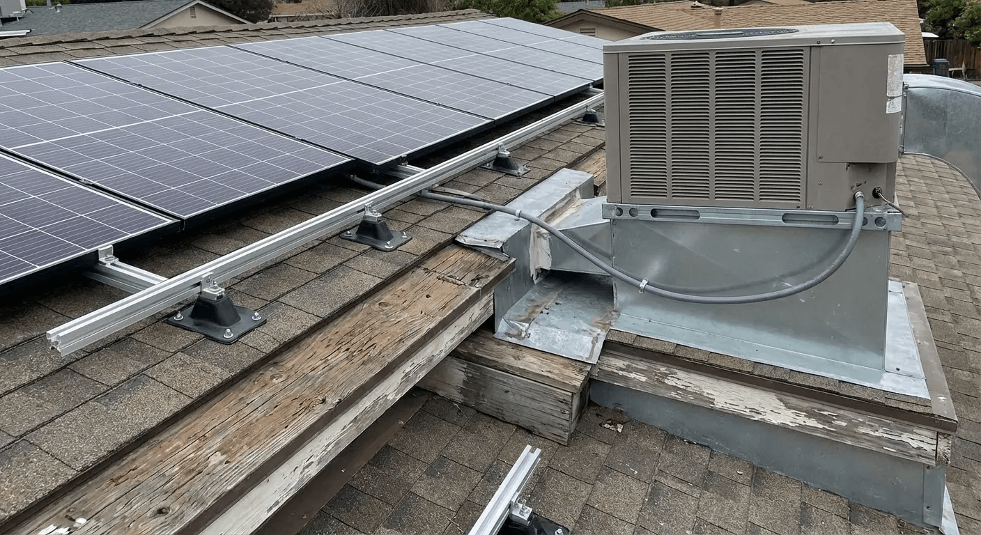 Solar panels installed on residential roof