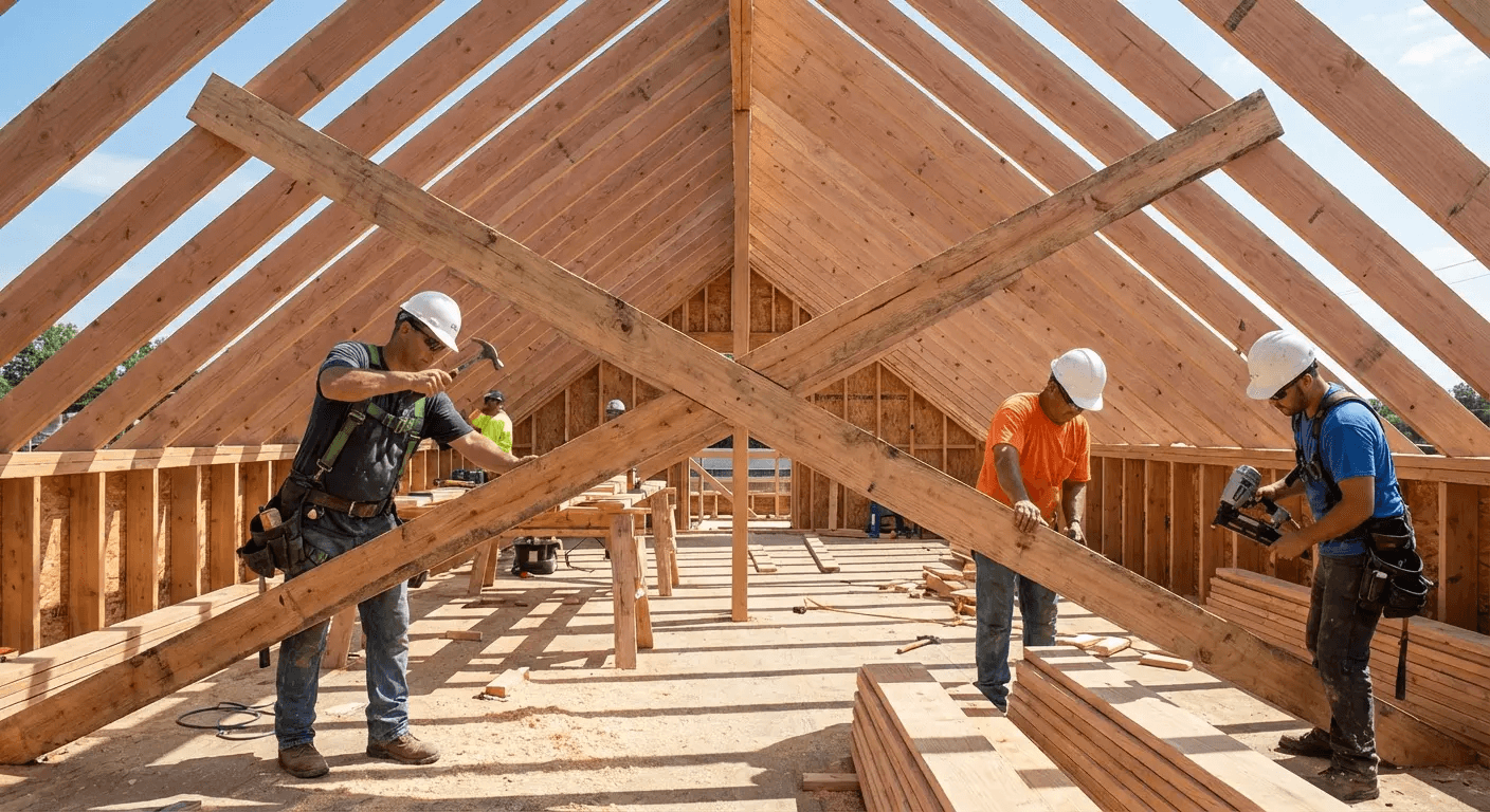 Temporary roof bracing during construction