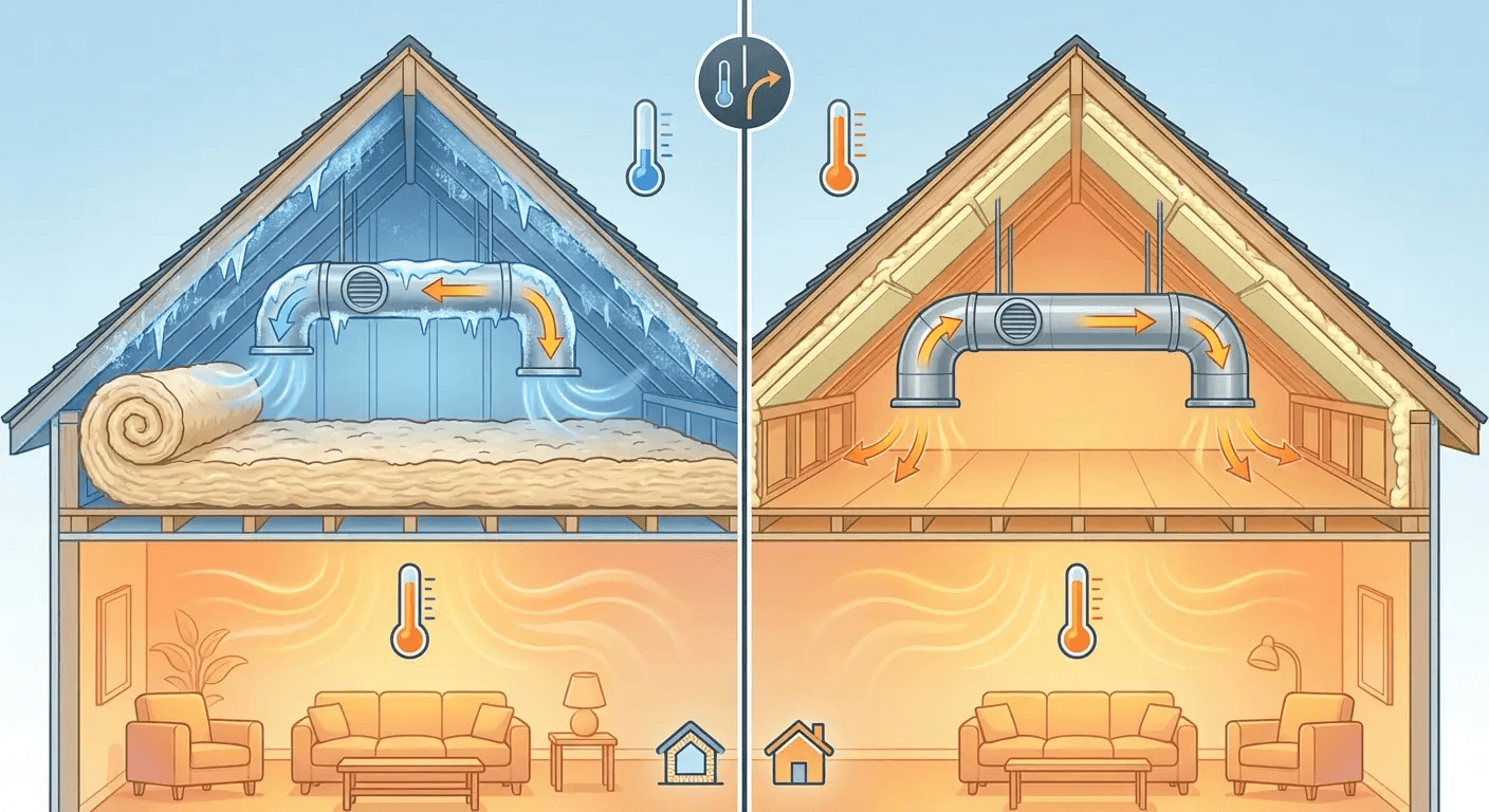 Roof deck insulation installation detail