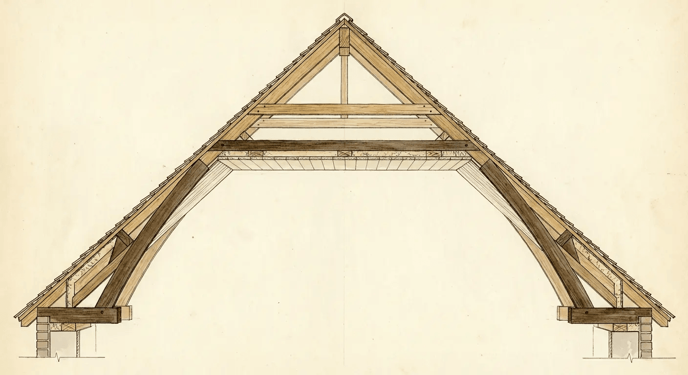 The difference between rafter ties (lower third) and collar ties (upper third). One prevents wall spread, one doesn't