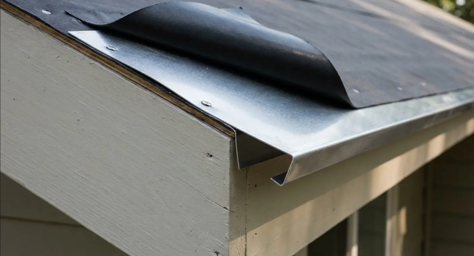 Our team installs a drip edge to protect your roof deck from water damage.