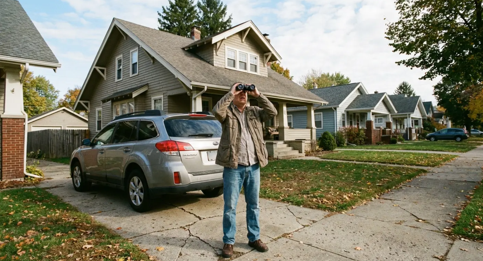 Homeowner inspecting his roof and wondering, “What type of roof do I have?”