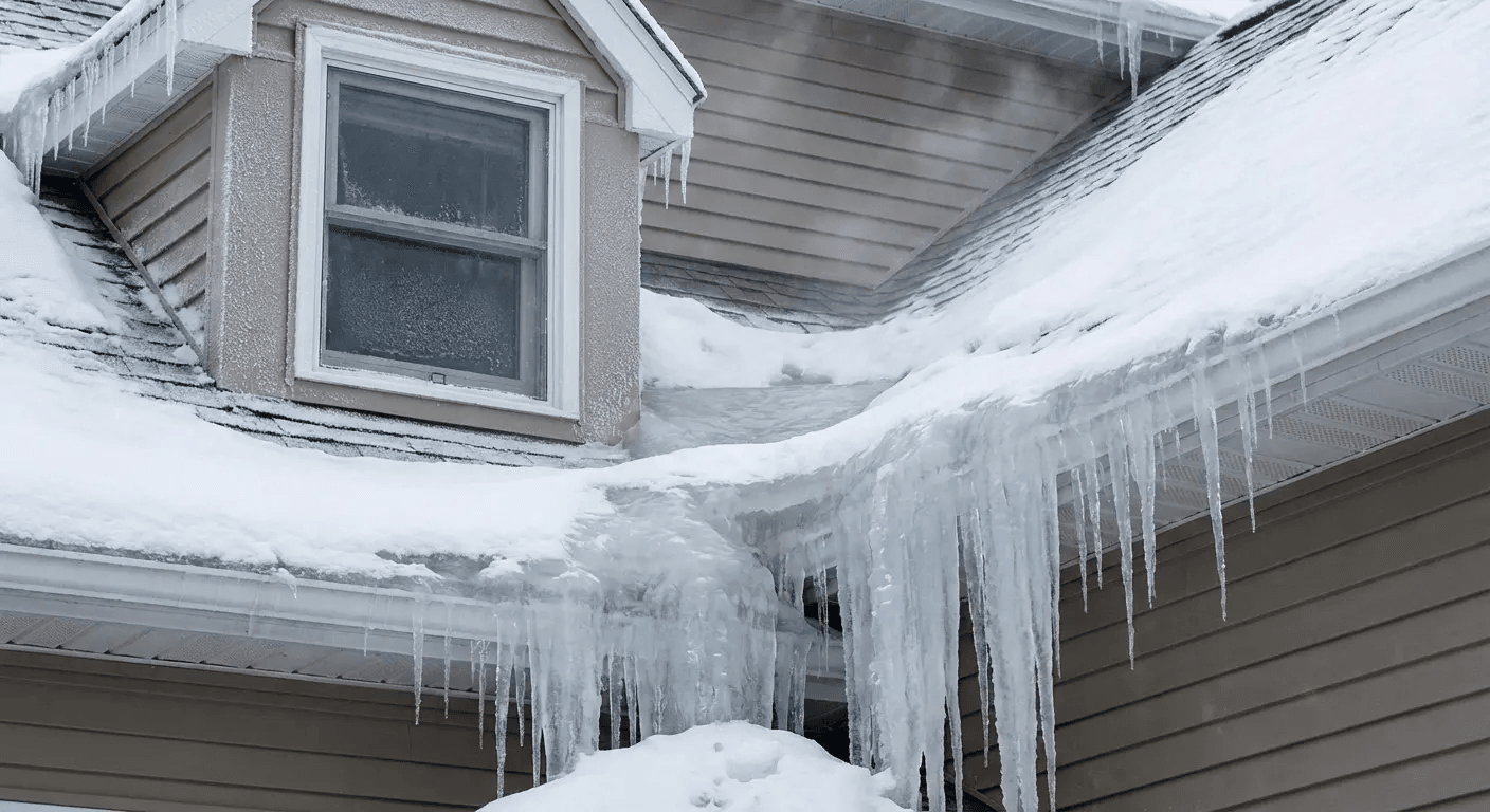 Ice dam formation in dormer valley