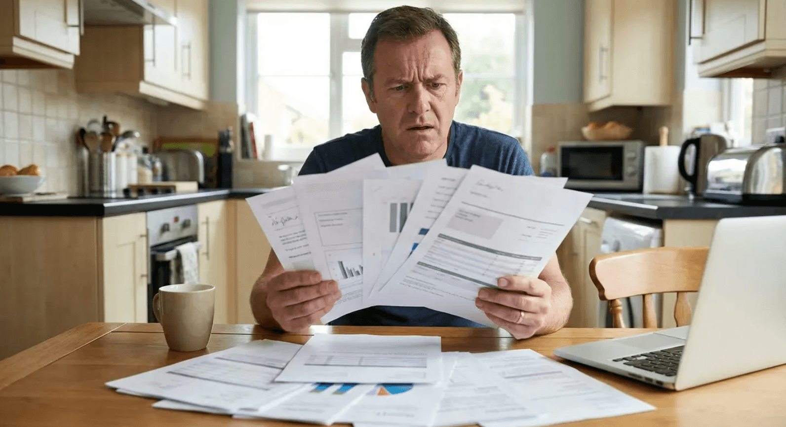 Homeowner sorting through insurance paperwork, illustrating what's at stake when a free inspection steers your claim
