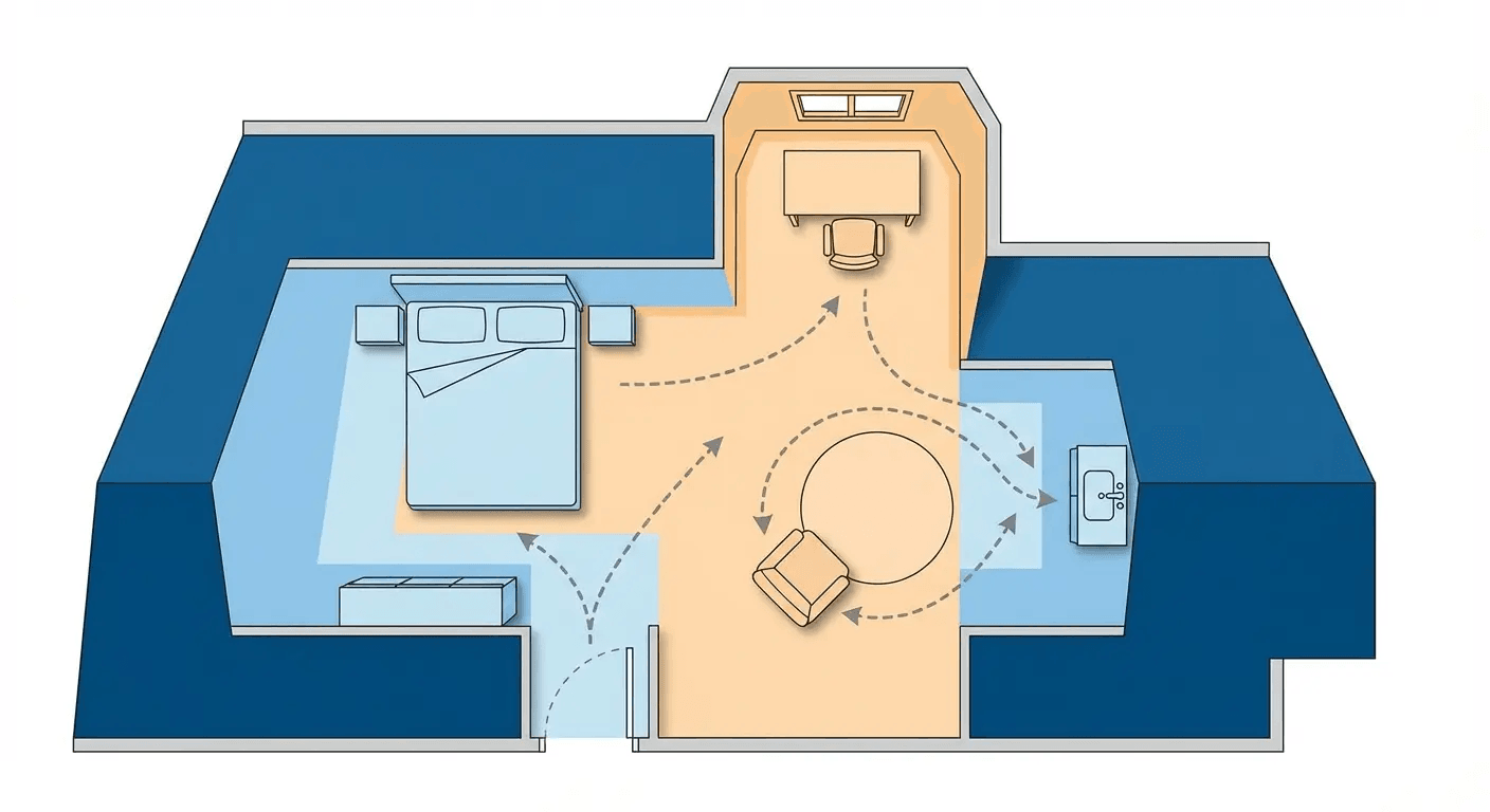 Interior knee wall space planning diagram
