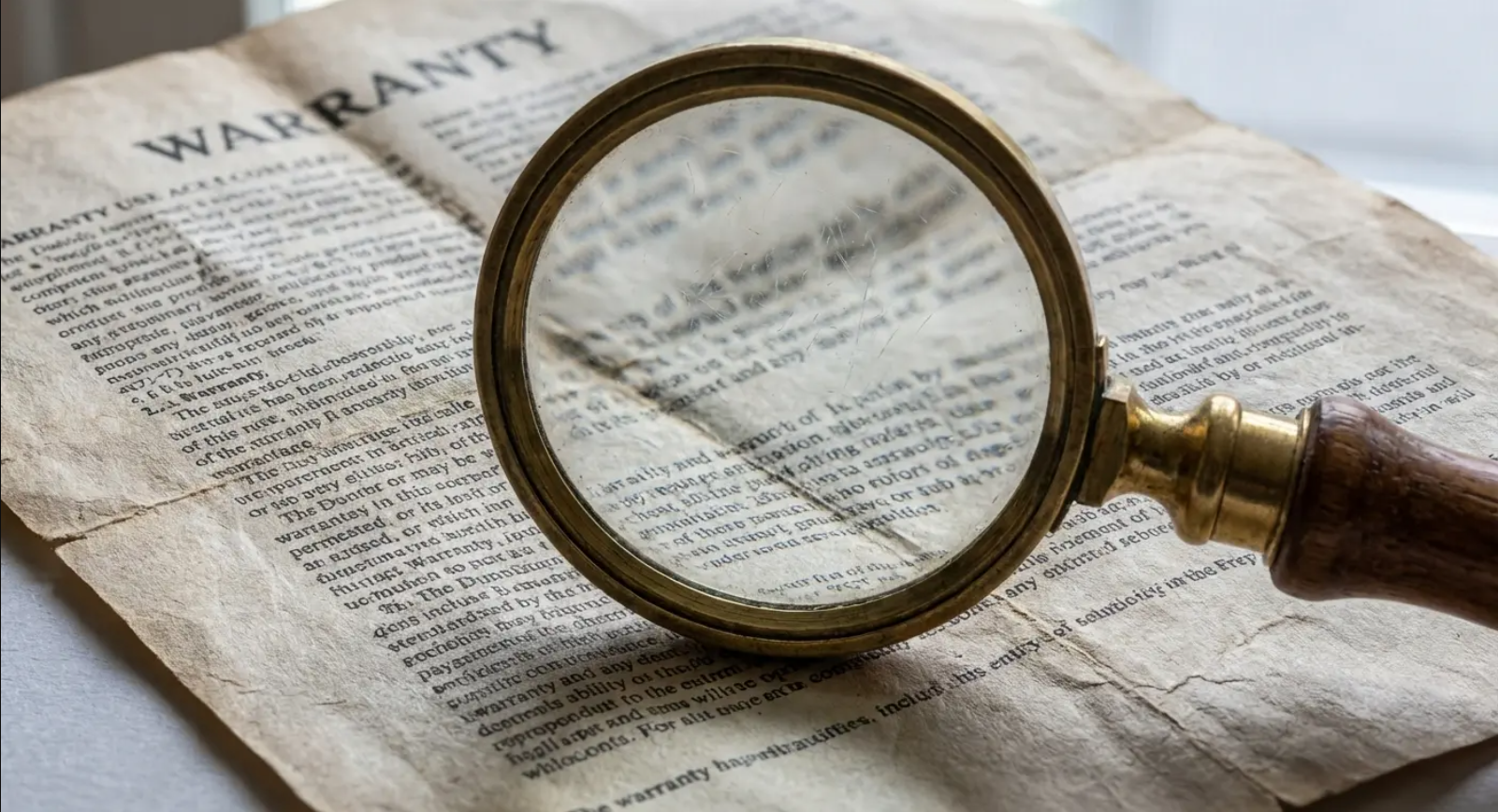 Magnifying glass over a paper labeled 