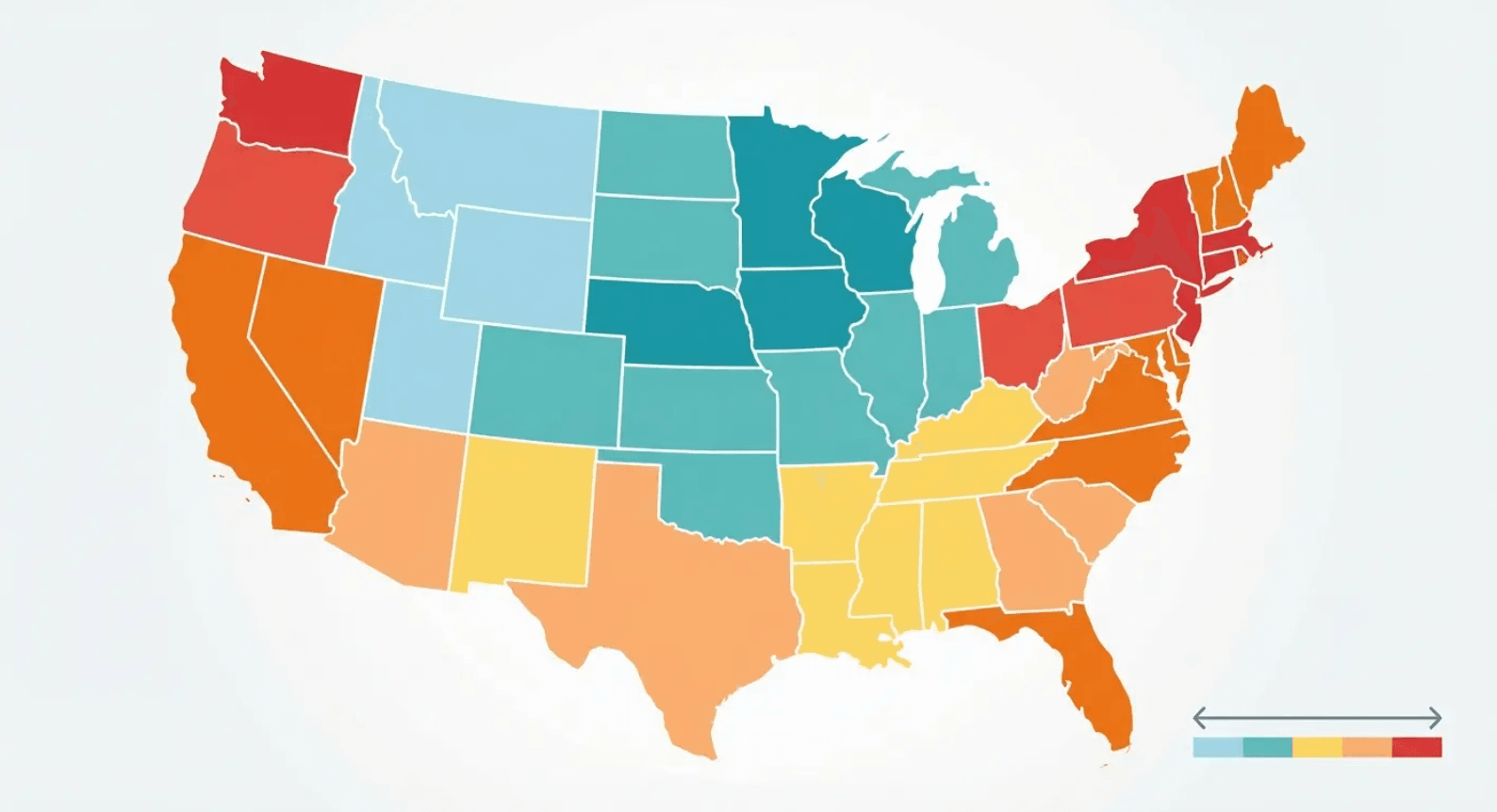 US heat map showing how roof inspection cost varies by region based on licensing, weather events, and post-storm demand
