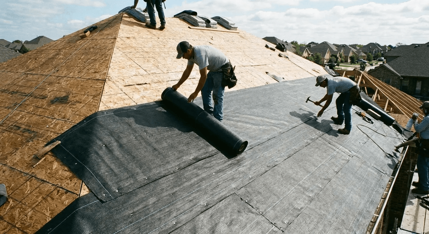 Roof underlayment installation layers