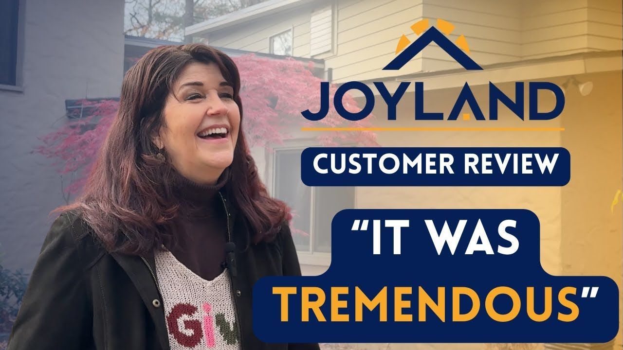Joyland customer review graphic with smiling woman and quote, “It was tremendous.”