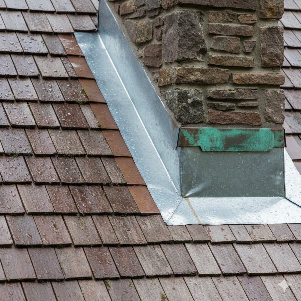Person in gloves using a power drill to install a metal gutter on a roof.