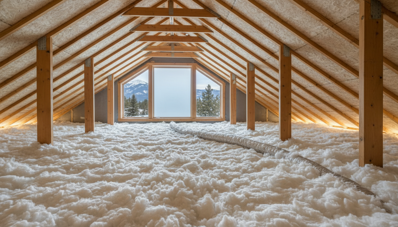 An Attic With Ongoing Placement Of Insulation