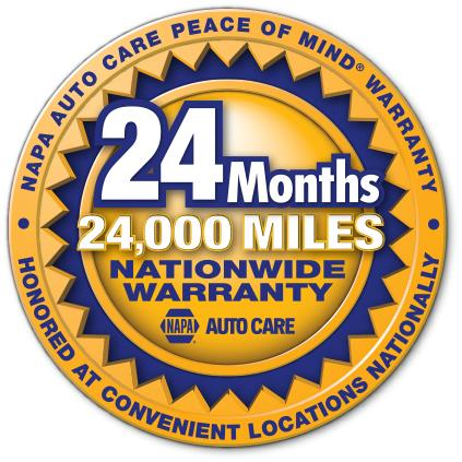 NAPA 24 Month/24000 mile Nationwide Warranty