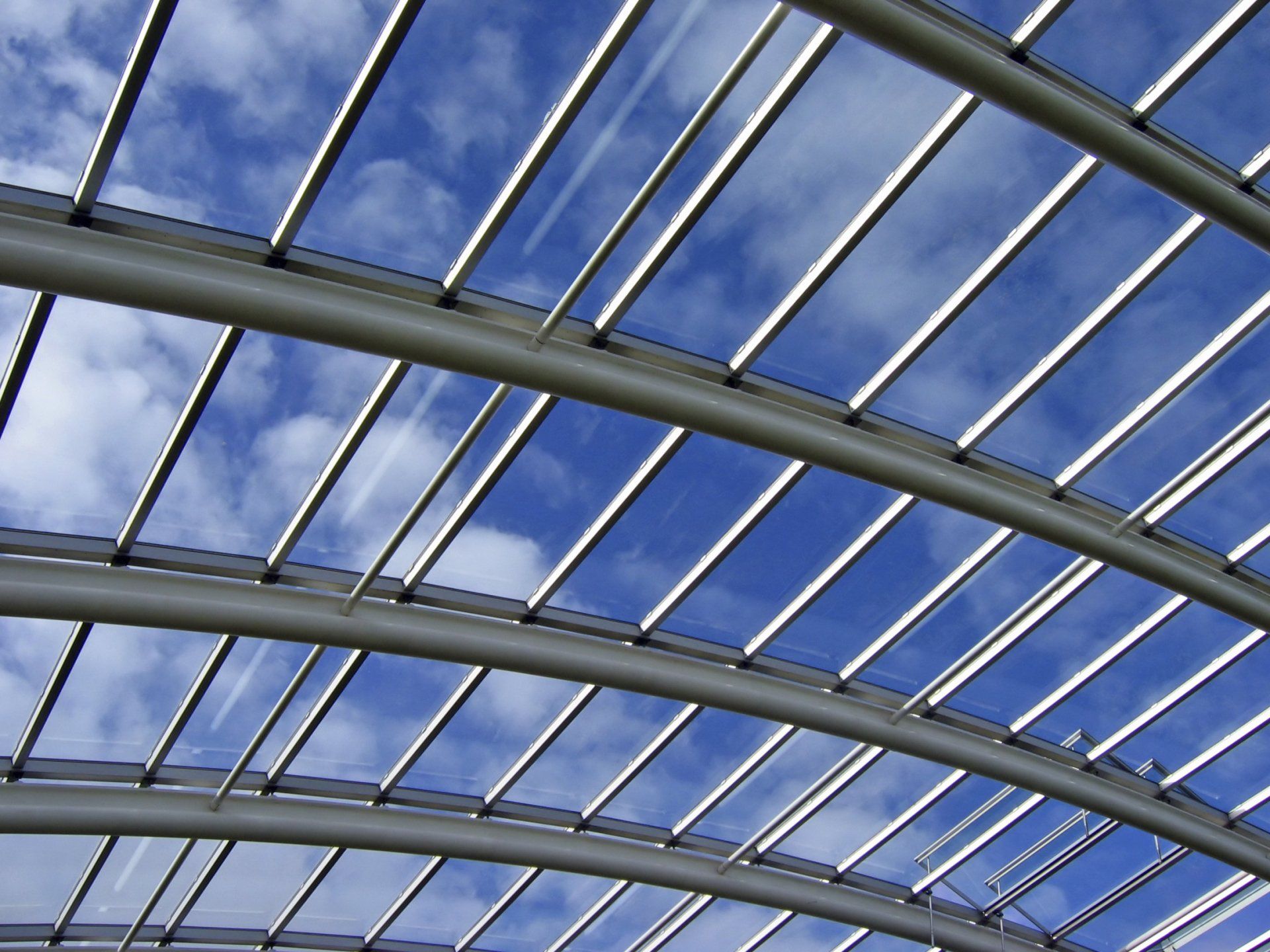 a metal structure with a blue sky in the background