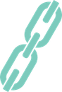 a green chain icon on a white background .