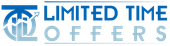 A blue and white logo that says `` limited time offers ''