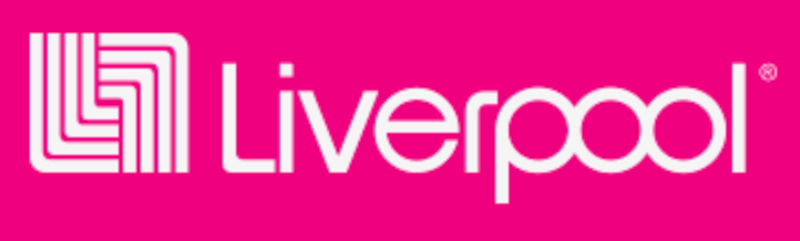 Un logotipo de Liverpool rosa y blanco sobre un fondo blanco.