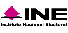 El logo del instituto nacional electoral es negro y rosa.