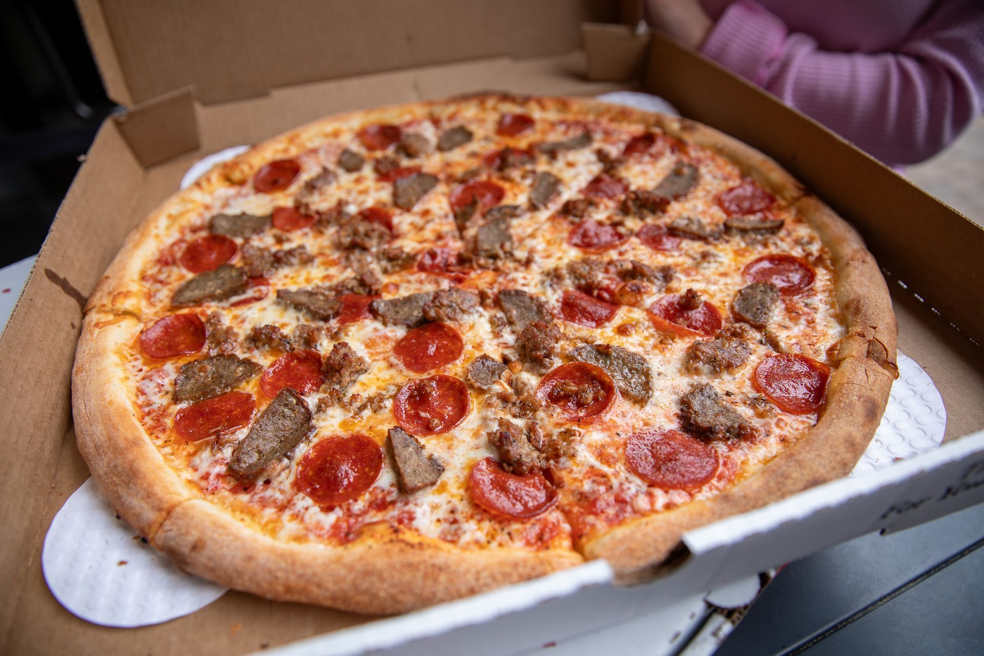 pepperoni and sausage from East Coast Pizza