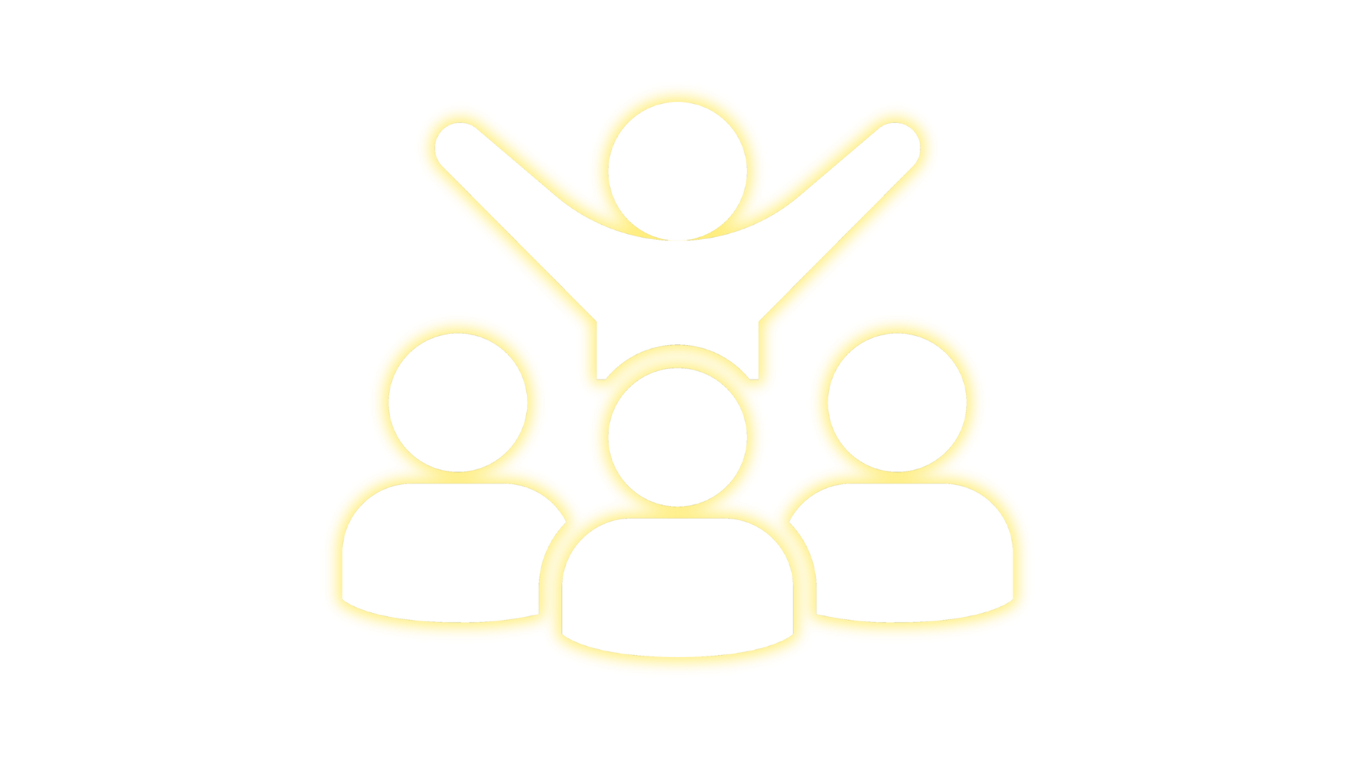 A group of people standing next to each other with their arms in the air.