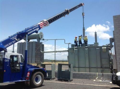 A Crane is Being Used to Lift a Large Transformer — CA Crane Hire in Nambour, QLD